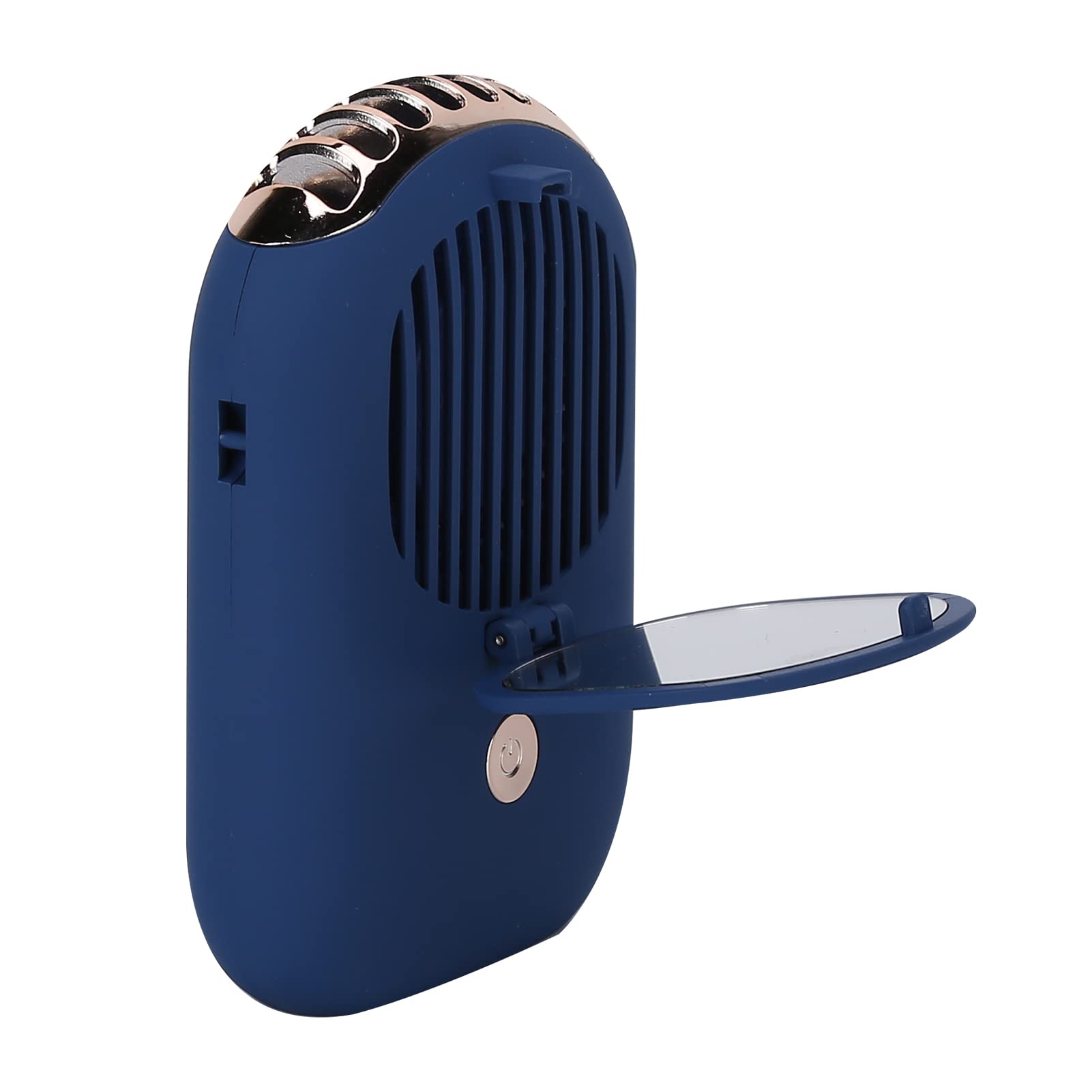 CHICIRISPortable, Hands Hanging Fan USB Rechargeable Wearable Personal Fan with Makeup Mirror, 3 Level Air Flow(blue)