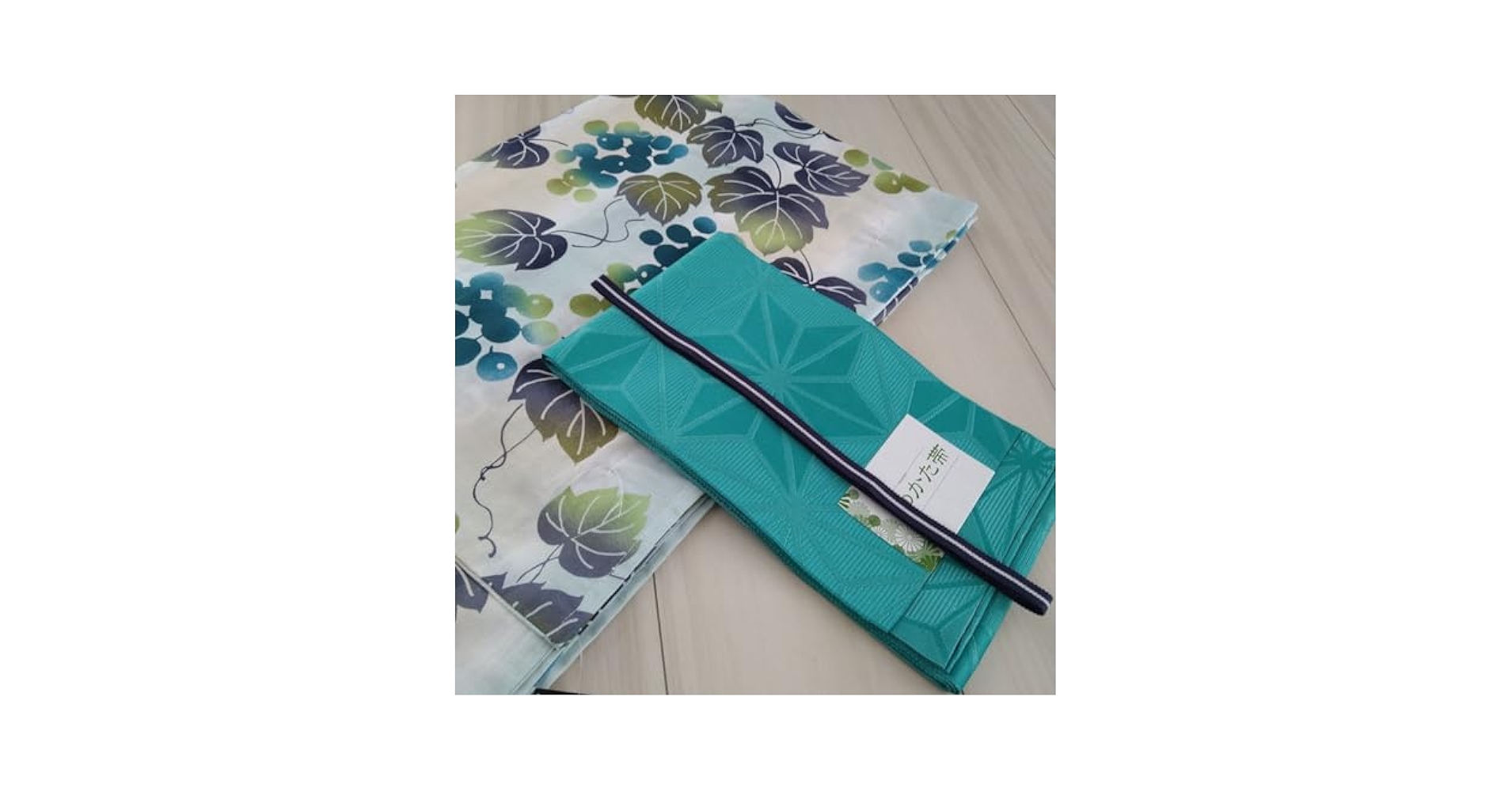 新品☆呉服屋♪綿麻しじら織！大人上品な麻の葉づくし　夏着物　浴衣３点セット 新品☆呉服屋♪綿麻しじら織！大人上品な麻の葉づくし