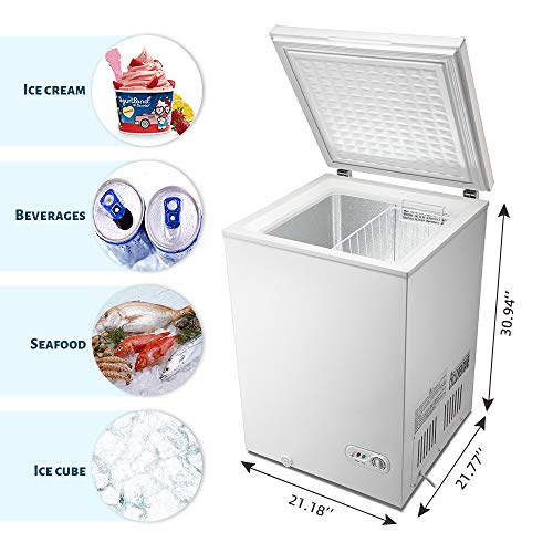 image for Kismile 3.5 Cubic Feet Chest Freezer with Removable Basket Free Standi