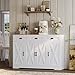 IRONCK Buffet Cabinet with Storage, Sideboards with 4 Doors, Kitchen Storage Cabinet with 6 Adjustable Shelves, Modern Coffee Bar with 3 Drawers, White
