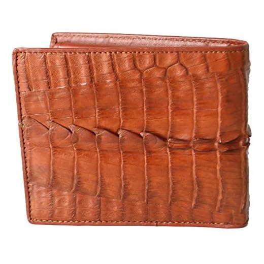 Authentic M Crocodile Skin Men's Bifold Crocodile Tail Skin Leather Tan Wallet