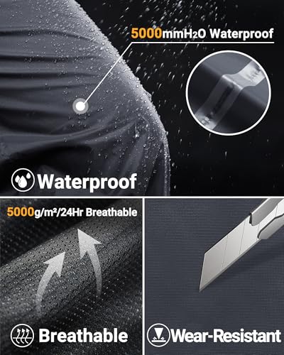 33,000ft Men's Waterproof Trousers Lightweight Reflective Hiking Pants with Side-Opening Zipper for Golf Cycling Walking - Image 4