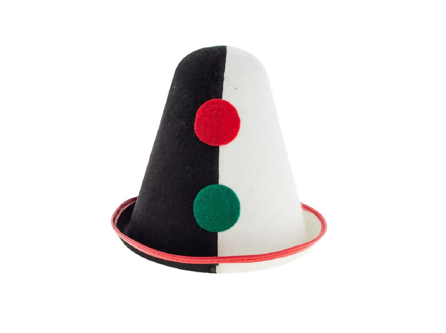 Lot de 12 - Chapeau de clown pierrot avec pompons rouge & vert