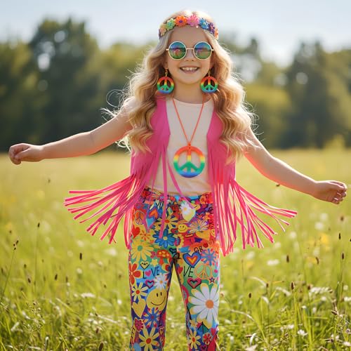 Disfraz Hippie para niñas 60s 70s para fiestas miniatura 4