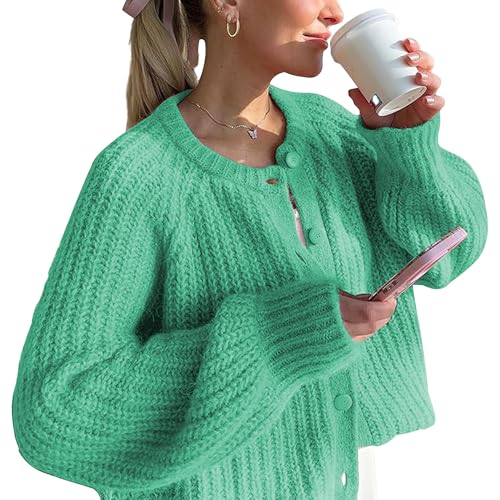 Image of Hixiaohe Cardigan Sweater for Women Long Sleeve Button Y2K Chunky Knit Sweater Fall Casual Open Front Outwear Knitwear Coat