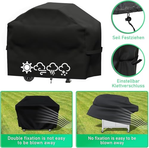 Grillabdeckung Wetterfest,Grill Barbecue Abdeckung,Gasgrill-Abdeckung,Grillabdeckung Schutzhülle,Grill Abdeckplane,Wasserdicht, Winddicht, UV-Beständiges, Reißfest Grill abdeckhaube (165X71X122)