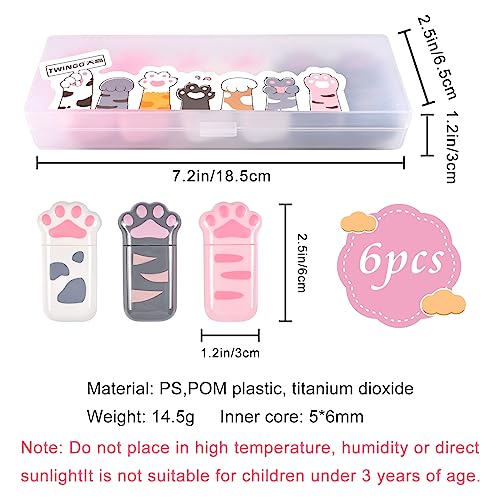 6 PCS Cat Paw Correction Tape,Cute White Correction Tape,Mini Cute Correction White Tape,Cute cat Roller Tape,Correction Tapes,Correction White Long Tape,Cover Correction Tape - Image 3