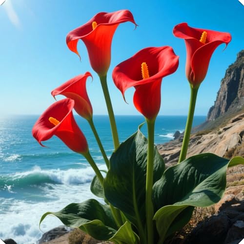 Los bulbos de cala de gran valor son ideales para macetas o plantaciones en el suelo, lo que los convierte en una excelente opción para la decoración de espacios.-4bulbos-B