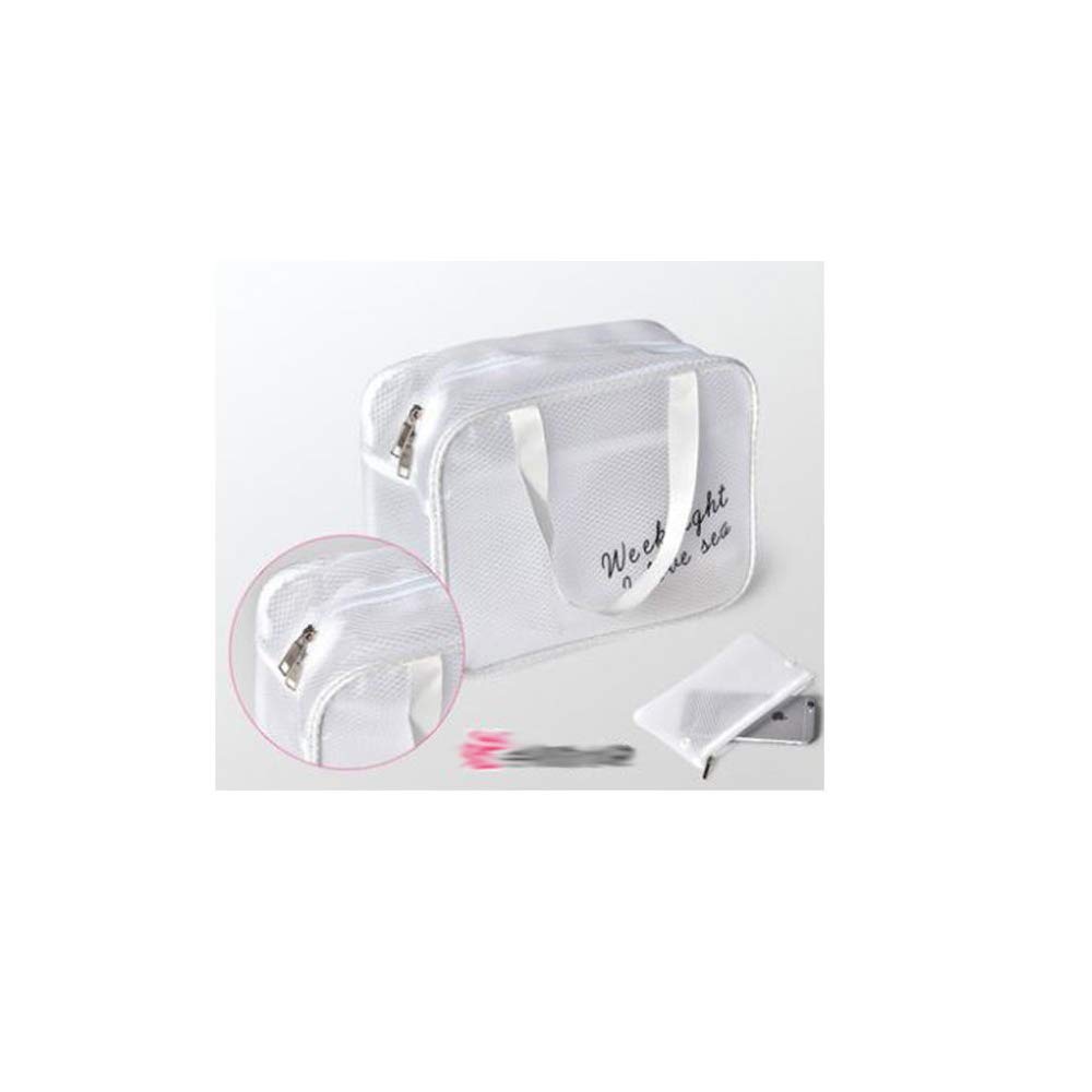 Sac cosmétique transparent en PVC rose et gris pour rangement de voyage