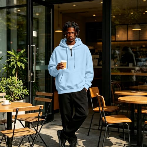 Fleece Hoodie Men Quarter Zip Fleece Lined Pullover Sweatshirt Sweat Shirt - image 7
