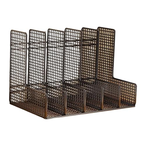 GUOOL メッシュファイルホルダー ファイルポケット 5段 アイアンディスプレイスタンド マガジンラック ペーパーフォルダーオーガナイザー 学校用デスクトップ収納ラック