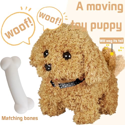 YOUYIKE Hund Spielzeug Kinder, Plüschtier Spielzeug Hund der Läuft und Bellt, Ostergeschenke Interaktives Plüschtier mit Gehen, Bellen, Schwanzwedeln fur Kinder Spielzeug