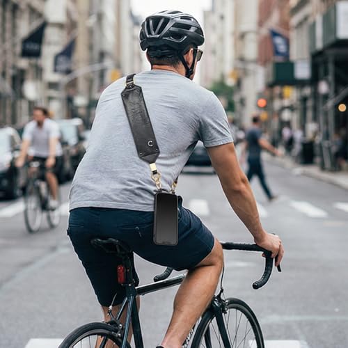 Support de téléphone en cuir avec corde réglable robuste et design tendance