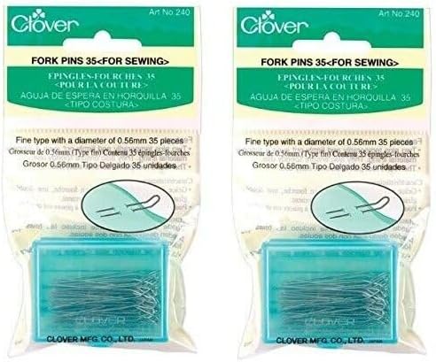 Teamwork 2 Pack Fork Pins 35 Pieces per Pack #240 by Clover for Pinning Material Lining, Silver