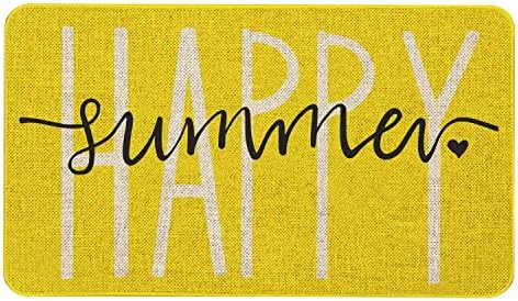 Roszwtit Summer Door Mat 30 X 17 Inch Happy Summer Yellow Doormat Indoor Outdoor Entrance Floor Mat Non Slip Summer Decor Rubber Welcome Mats