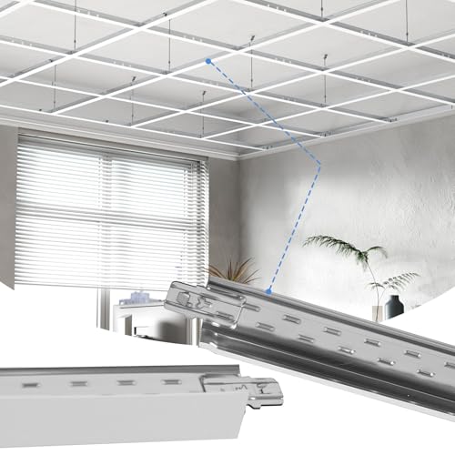 LooYee 75 PCS 24 Inch Cross Tee Drop Ceiling Grid System, 2 Ft Galvanized Steel Rust & Fire...