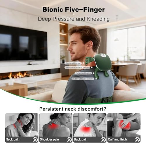 Image of Bionic Heated Massager, Wireless Portable Shiatsu Neck and Back Massager, Electric Deep Tissue 4D Kneading Massage, Simulated Human Hand Design for Pain Relief and Muscle Relax for pain relief (A2)