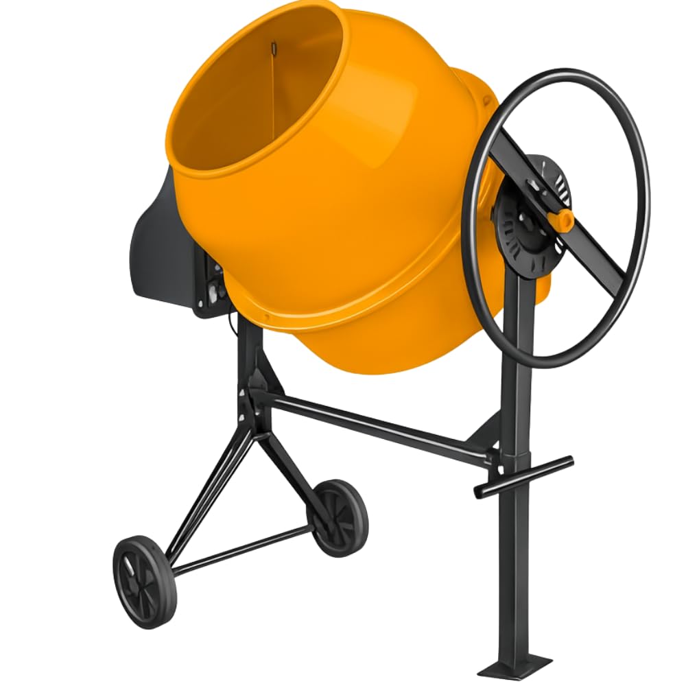 FORTUNATO Betoniera Elettrica Compatta Potente Trasporto Facile Miscele Cemento Massetto Intonaco180 Litri 800 W 28 RPM