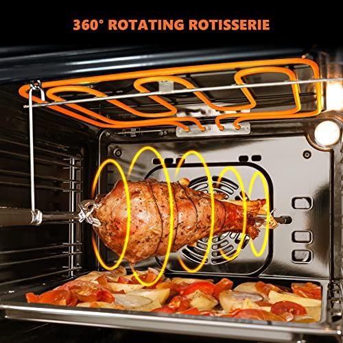 24 Inch Single Wall Oven, ETL Certified,ThermoMate 2.3Cu. Ft. Electric Built-in Oven with 9 Cooking Functions, 360° ROTATING ROTISSERIE, Sensor Touch Control, Stainless Steel