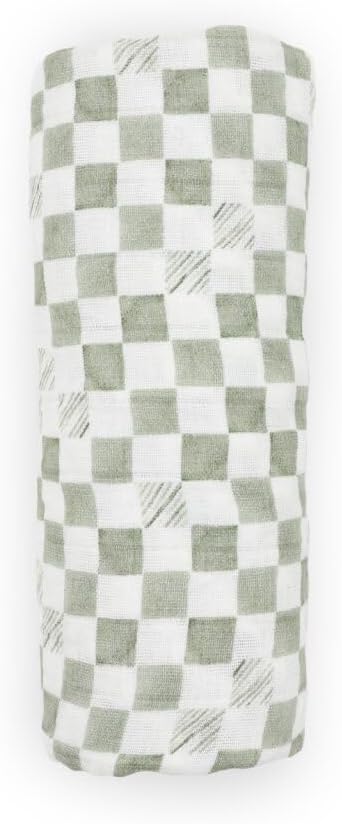 Little Unicorn Muslin Swaddle Blanket for Newborns & Infants | Soft & Breathable Fabric | Baby Blanket for Swaddling, Nursing, Shower Gifts (Green Checker)