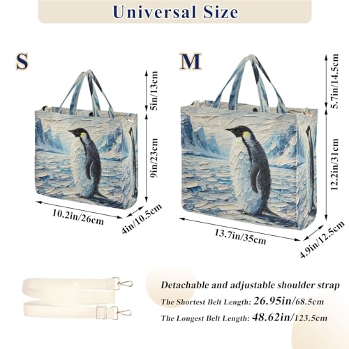 Penguin Tote Bag for Women Handbags Everyday Bag Corduroy Canvas Tote Bag for Office Travel College Pool S4