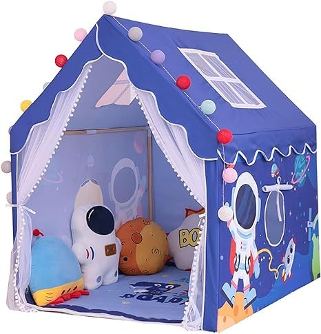 Jumbo Size Light Weight Kids Play Tent House For 3-13 Year Old Kids Girls And Boys Tent House Theme (Space Blue)