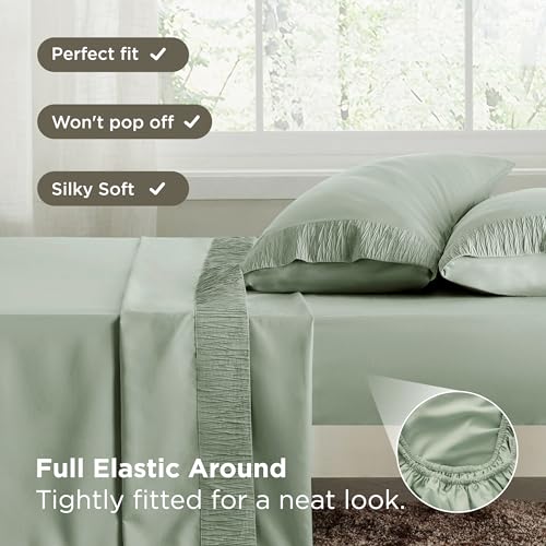 Image of Bedsure Twin XL Sheets Dorm Bedding - 3 Pieces Soft Extra Long Twin Sheets, Breathable & Cooling Bed Sheets Set, Oeko Tex, Easy Care Microfiber for Women, Men, Sage Green