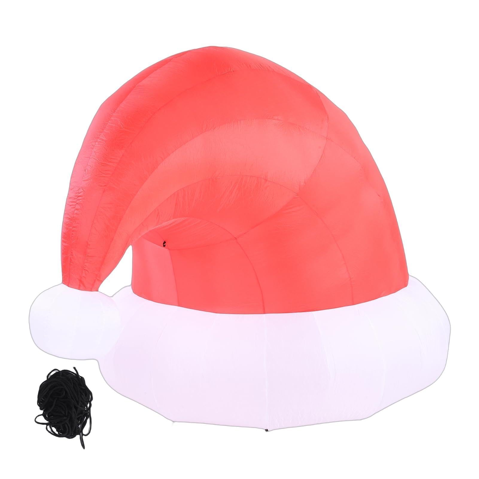 Generic 6,6 Fuß Aufblasbare Weihnachtsmütze, Aufblasbare Weihnachtsdekoration mit Ultrahellen LED-Lichtern und Langem Netzkabel, Hergestellt aus Wasserfestem 190T-Polyester (EU-Stecker 220–240 V)