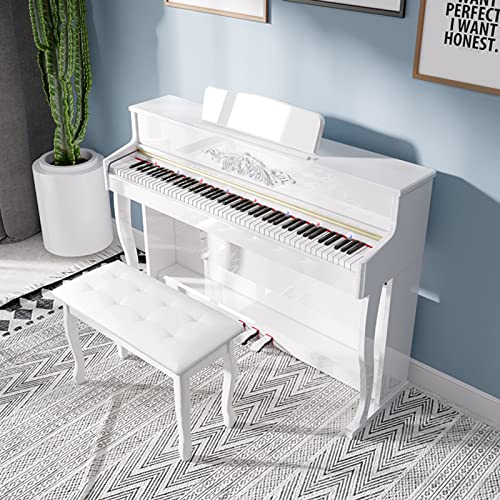 Clavier de piano numérique à 88 touches avec tabouret, support de meuble, piano numérique domestique USB/MIDI for débutant et professionnel (Color : White_Without light) - Les Beatles, Paul McCartney, John Lennon, RIngo Starr, George Harrison Clavier de piano numérique à 88 touches avec tabouret, support de meuble, piano numérique domestique USB/MIDI for débutant et professionnel (Color : White_Without light) – Image 3