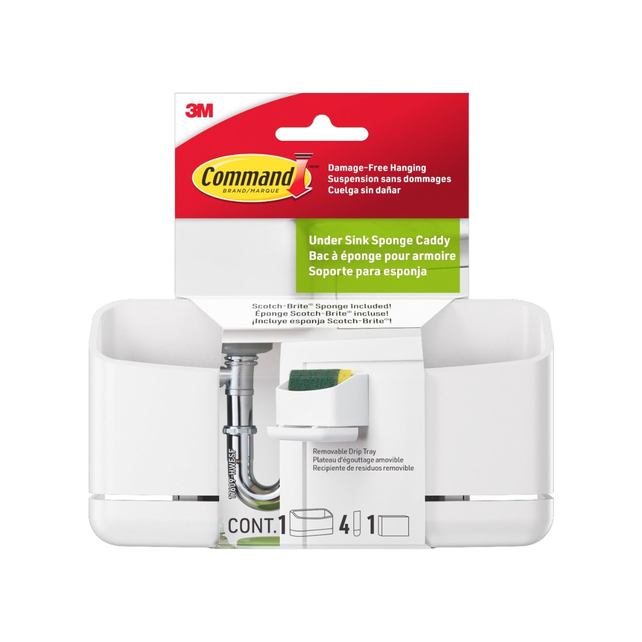 Command™ Under Sink Sponge Caddy, 1 pack per inner