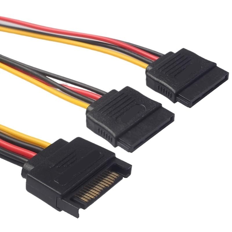 Cable de alimentación SATA II 20 cm con conector macho 15 pines a 2 hembras miniatura 7
