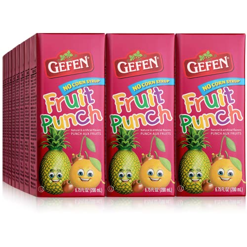 Gefen Fruit Punch Juice Box Drinks with Straw (27 Pack) | No High Fructose Corn Syrup | Travel Friendly | Lunchbox Size | Kosher (Including Passover)