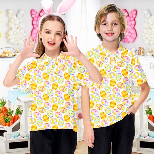 Image of AOBUTE Kids 4th of July Polo American Flag Short Sleeve Button Down Shirts Tops 3-14 Years