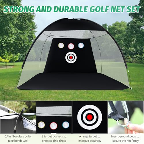 Golf Practice Net for Garden with 6 Balls Swing Correction Trainer Carry Bag Chipping Turf Mat for Backyard Driving Indoor Outdoor Use, 10x7ft - Image 5