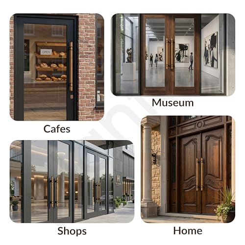 Image of Plantex 18 Inch Main Door Handle /Stainless Steel & Wooden Door Handle /Pull-Push Handle for Door /Office & Hotel - Pack of 1 (DTMD-428, Black & Wood)