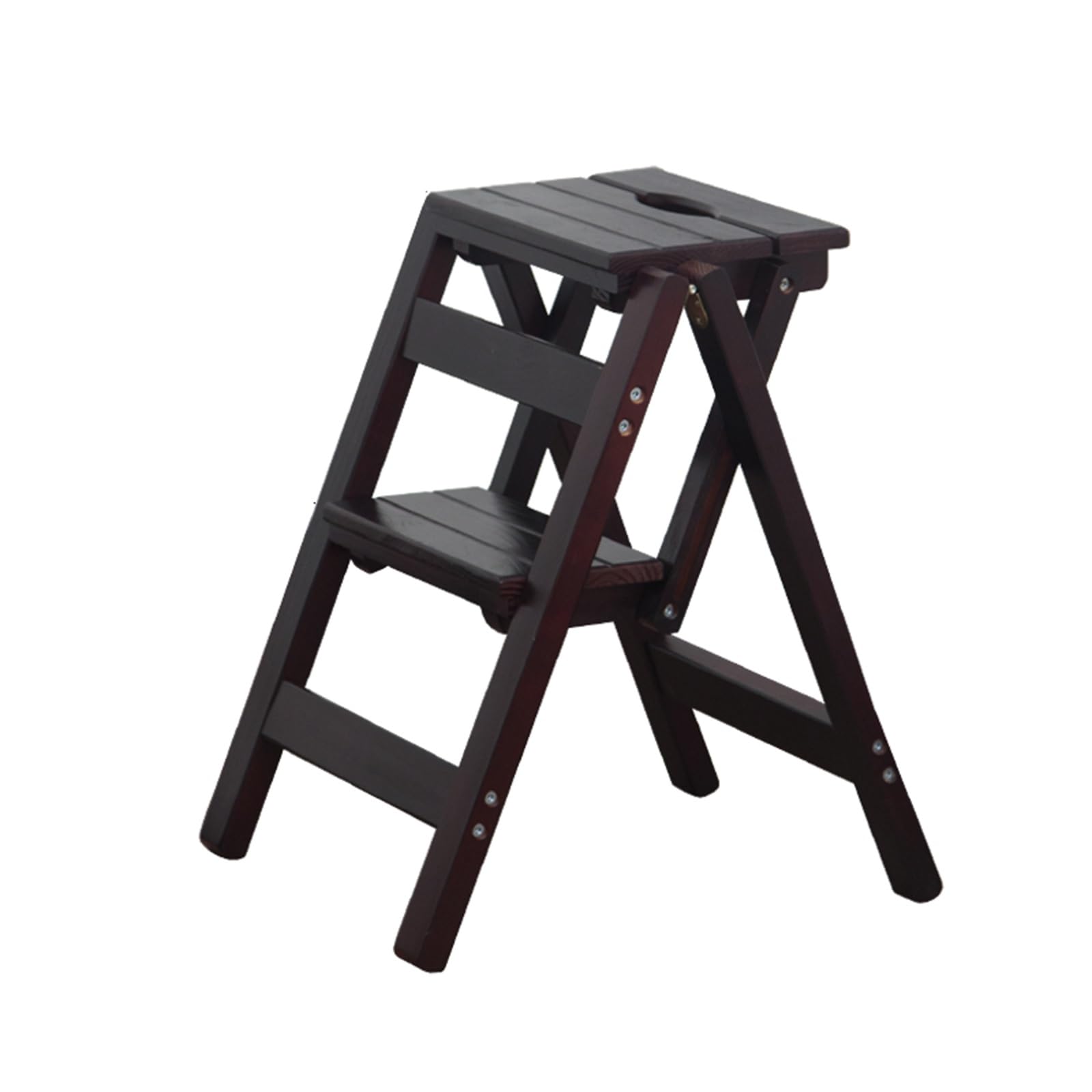 2-stopniowy składany lekki taboret z drabiną z litego drewna 2-stopniowy taboret łatwy do przenoszenia przenośny drewniany taboret z drabiną ergonomiczny ciemny orzech (ciemny orzech)