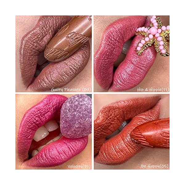 OULAC Lippenstift Metallic Glanz Finish, Koralle Glitzern Hochpigmentierter Lippenstift mit Einer Cremigen Formel… – Bild 7
