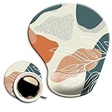 DOOKE Ergonomic Mouse Pad with Wrist Support and Coaster,Mouse Pads with Non-Slip PU Base for Home Office Working Studying Easy Typing & Pain Relief Leaf Abstract