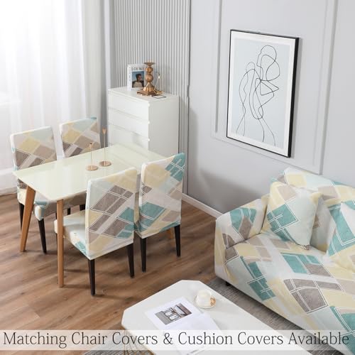 Image of HOKIPO Polyester, Spandex Elastic Stretchable Triple Seater Sofa Cover (AR-4095-D21) Pastel Diamond