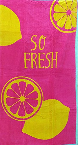 SO FRESH CERISE PINK LEMON JUMBO BEACH TOWEL 100% EGYPTIAN COTTON 90cm x 170cm