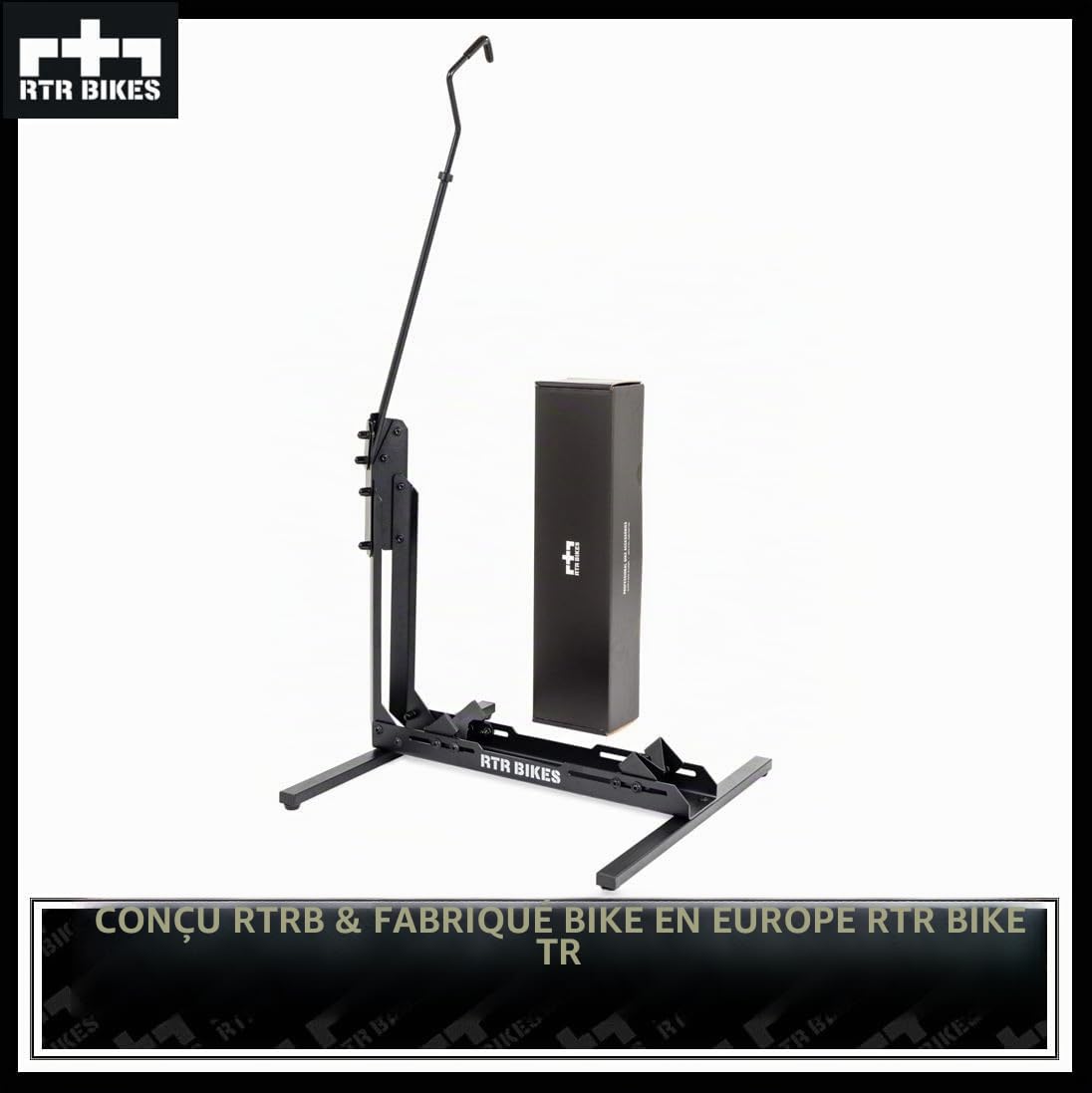 RTR BIKES Brutus Up Support Vélo Vertical et Horizontal – Râtelier Sol Gain de Place pour VAE et VTT jusqu'à 30kg – Compatible 24-29 Pouces & Pneus 3,5" – Fabriqué en UE