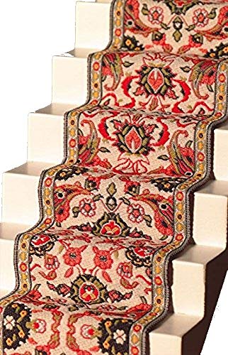 Melody Jane Dollhouse Woven Stair Carpet Runner Red Green Miniature Flooring #TOP20