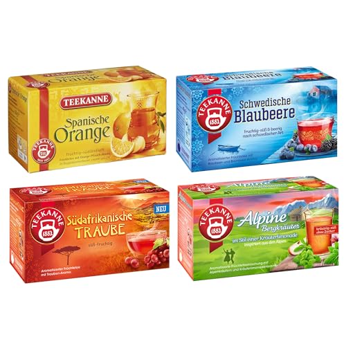 Teekanne Länder-Tee Set Teekanne Tee Box Früchtetee & Kräutertee Teebeutel Mischungen - Mit Schwedischer Blaubeere Südafrikanischer Traube Spanischer Orange & Alpinen Bergkräutern
