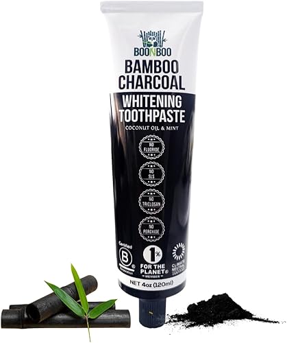 Pasta de dientes de carbón de bambú | 4 oz / 4.1 fl oz | Sabor a menta | Tubo de aluminio con tapa bioplástica | 100% libre de plástico y reciclable