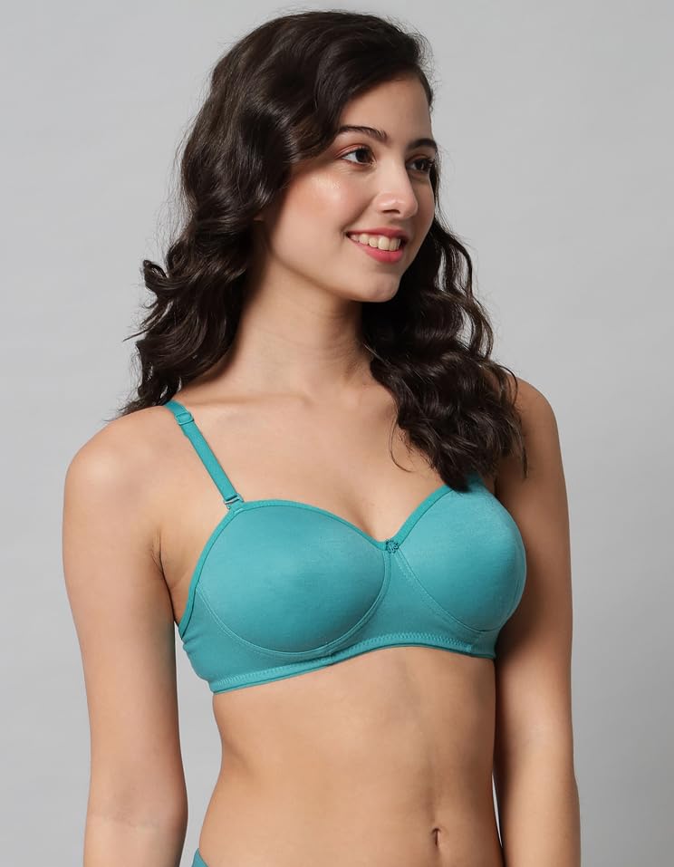 Image of SPUNN Women's Cotton Blend Light Padded Wirefree T-Shirt Bra Combo