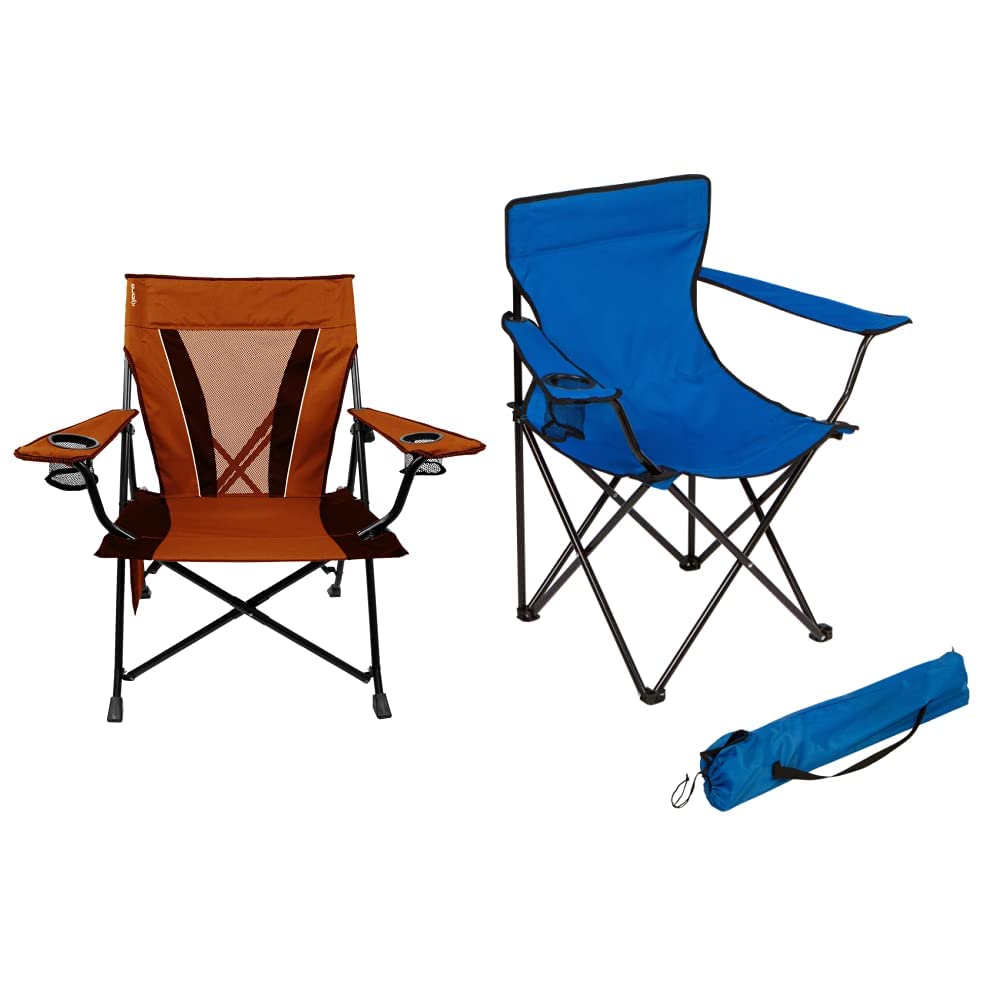 KijaroXXL Dual Lock Portable Camping Chair - Supports Up to 400lbs - Enjoy The Outdoors in a Versatile Folding Chair & Trademark Innovations Folding Outdoor Beach Camp Chair, 18" L x 31" W x 32" H