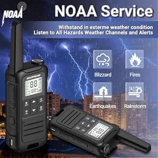 Walkie Talkies Long Range for Adult, Baofeng Radio FRS Portable Rechargeable Walkie Talkie Two Way Radio USB-C Cable 1400mAh Li-ion Battery NOAA VOX Walky Talky for Camping Skiing Hiking 3Pack