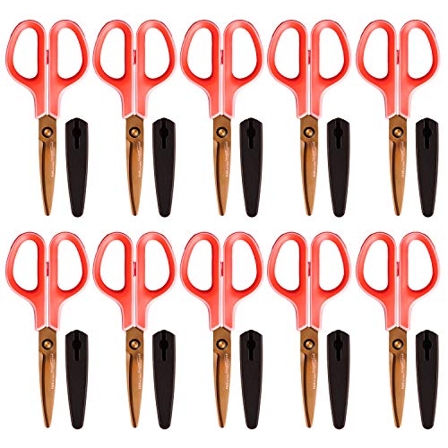 プラス はさみ フィットカットカーブ プレミアムチタン ピンク 10個セット 34548×10