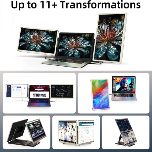 Image of ROYY Laptop Screen Extender Double Monitor - 15.6 inch Detachable Portable Computer Monitor, FHD 1080P IPS 235 Degrees Rotation Extra Screen Compatible with Mac Wins Dex Chrome Fits 13-17 inch Laptop