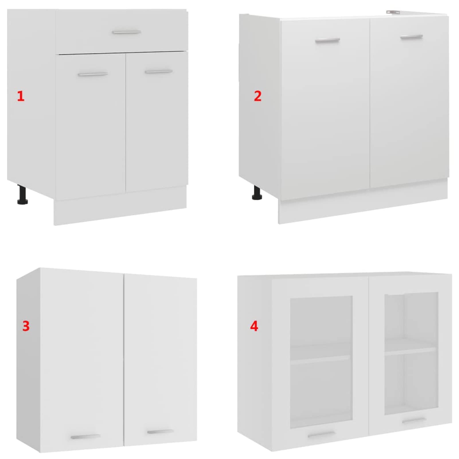 LAPOOH Set Armadi da Cucina 4 pz Bianco in Truciolato,Set Armadi da Cucina,Mobili Arredi Salvaspazio(SPU:3067655)